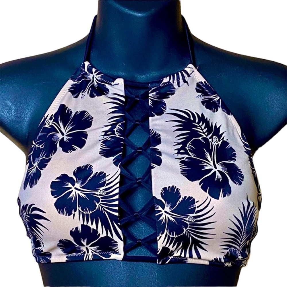 VS Pink Swim High Neck Front Criss-cross Bikini Top